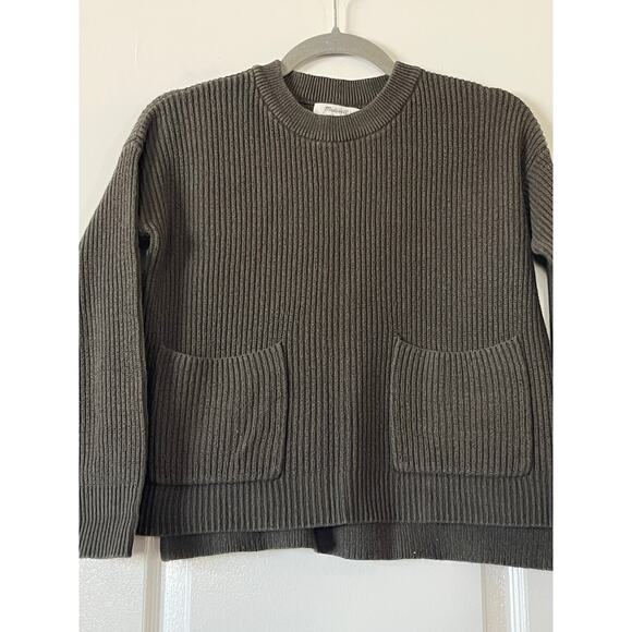 MADEWELL Patch Pocket Knit Sweater Dark Forest Green XXS - Picture 3 of 6